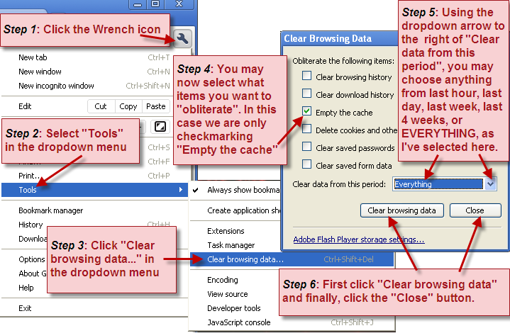 Clearing Cache on Google Chrome 6.x